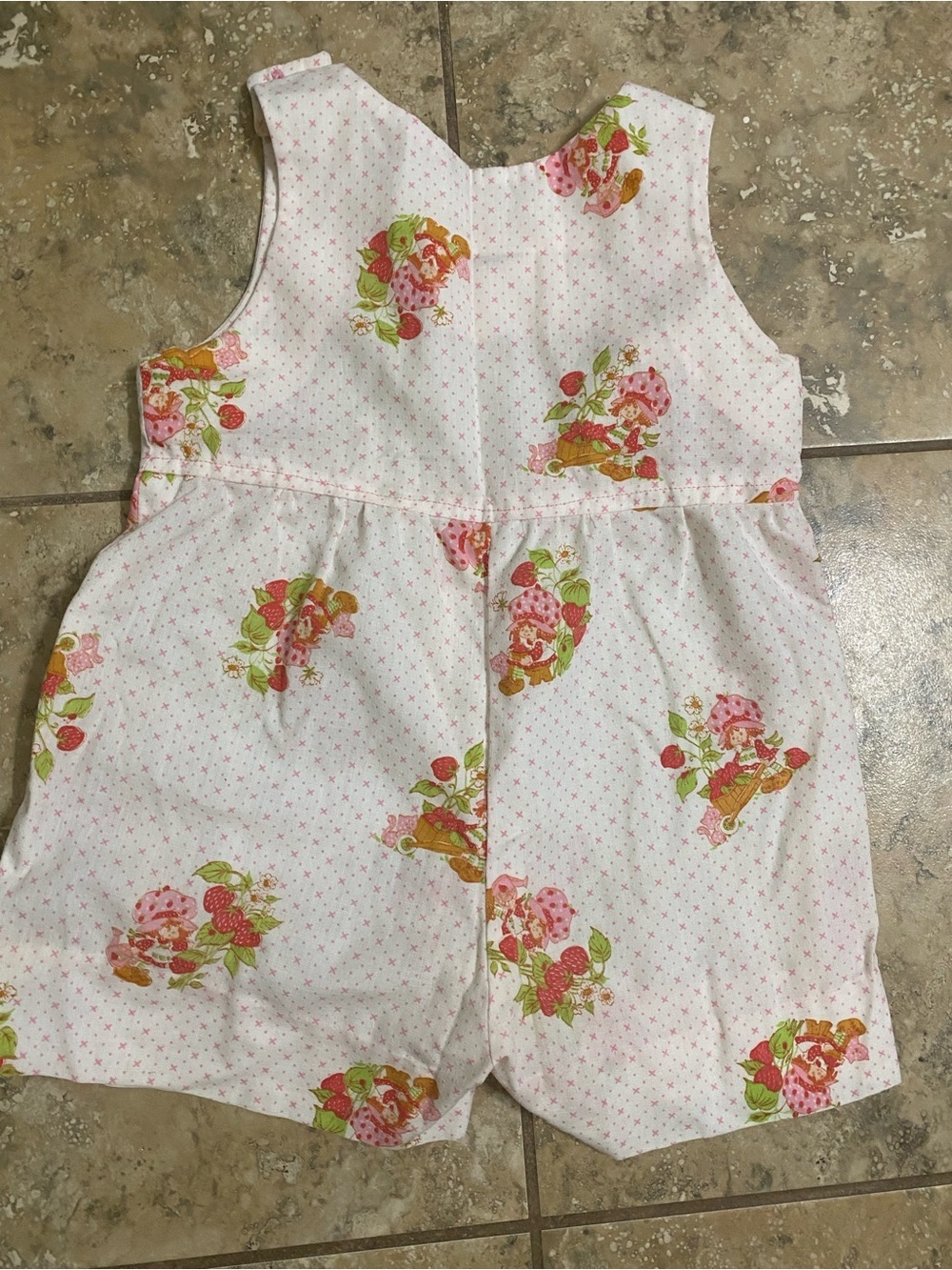 Vintage Retro 80s Strawberry Shortcake 12mo Pink Pin Dot Sunsuit Romper Rare - Picture 8 of 11